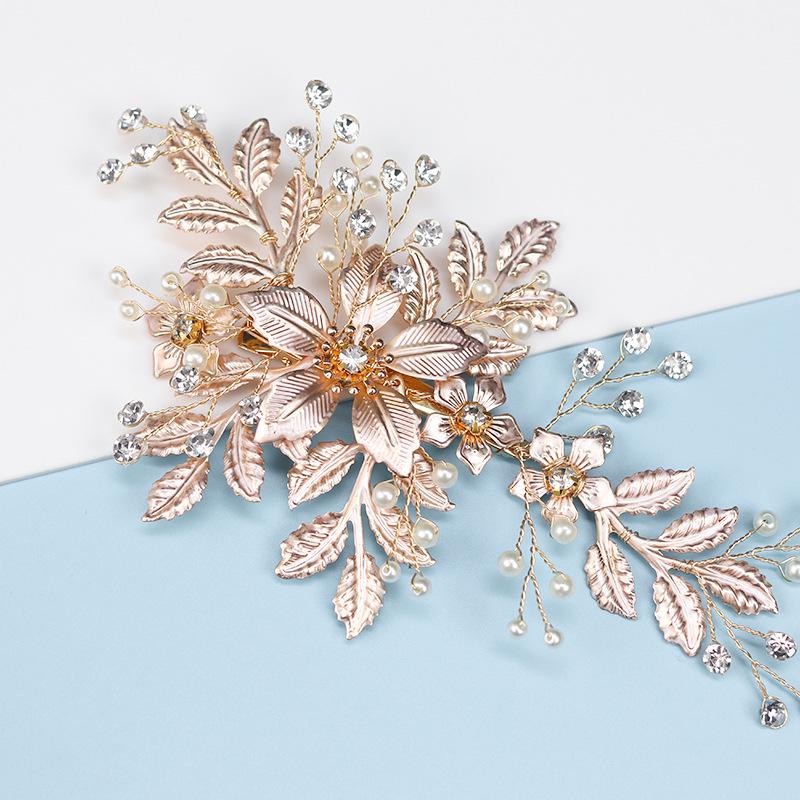 Handmade Bridal Flower Hair Clip – European & American Style Alloy Hairpin for Wedding & Banquet Updo
