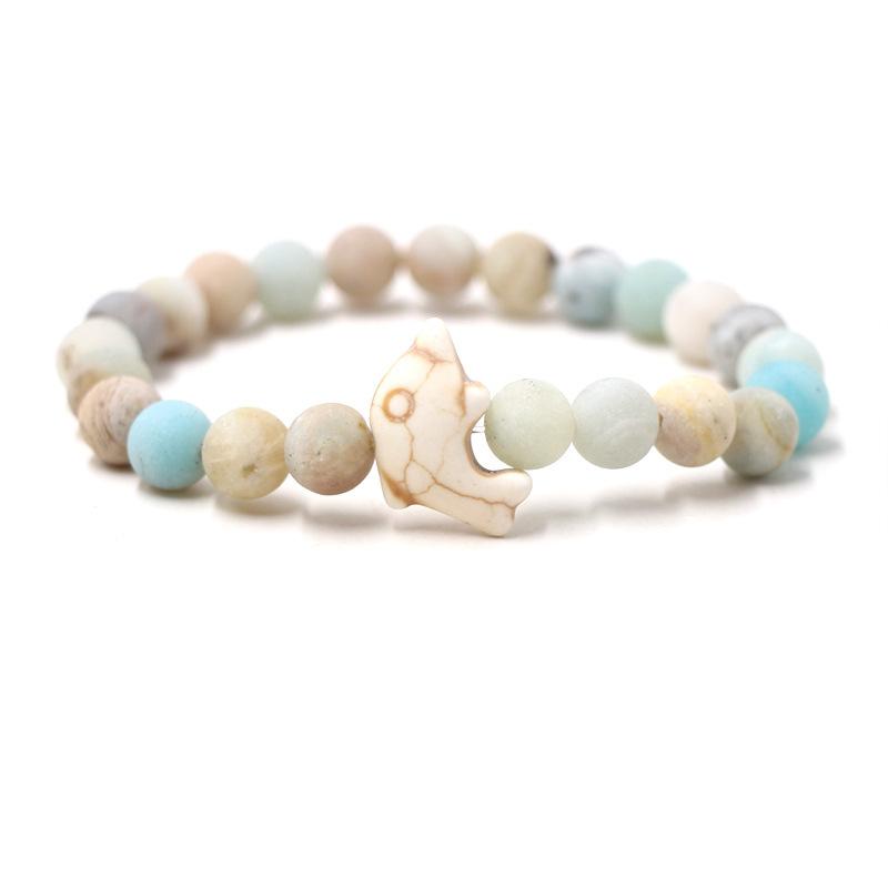 Naturstein Armband Mode Männlich Weiblich Delphin Stretch Paar Armband