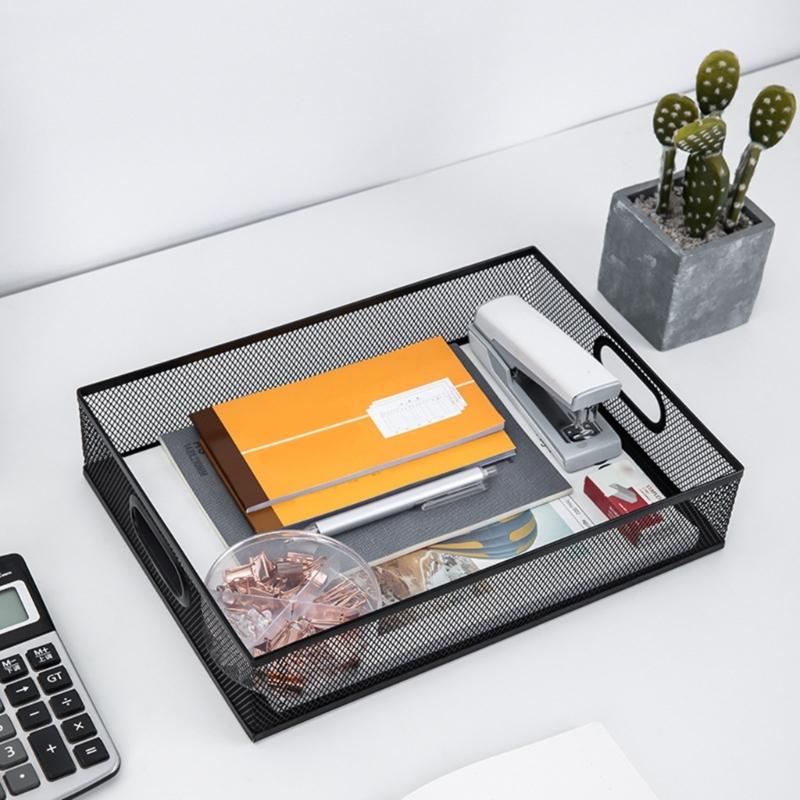 Metal Mesh Desk Organizers File Organizer with Handle Desk Drawer Organizer Tray School Office Supplies for Students