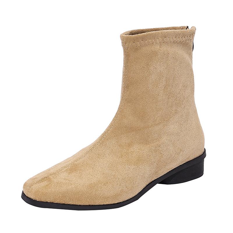 Retro Versatile Solid Color Simple Square Head Thick Heel Thin Boots Women's 2025 Autumn and Winter New Versatile Short Boots Fashion Short Boots