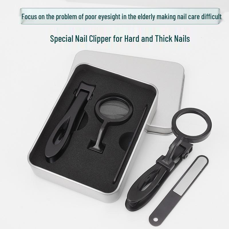 Stainless Steel Magnifying Nail Clippers for Elderly with Hard, Thick Nails - Large Size