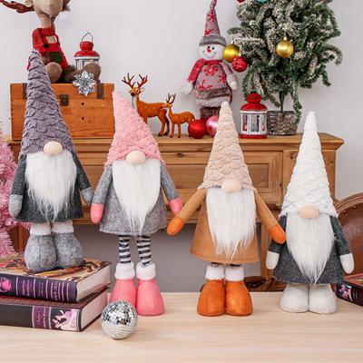 Gnome Faceless Doll Christmas Ornament Nordic Style Retractable Leg Long Beard Adorable Faceless Elf Doll Window Decoration
