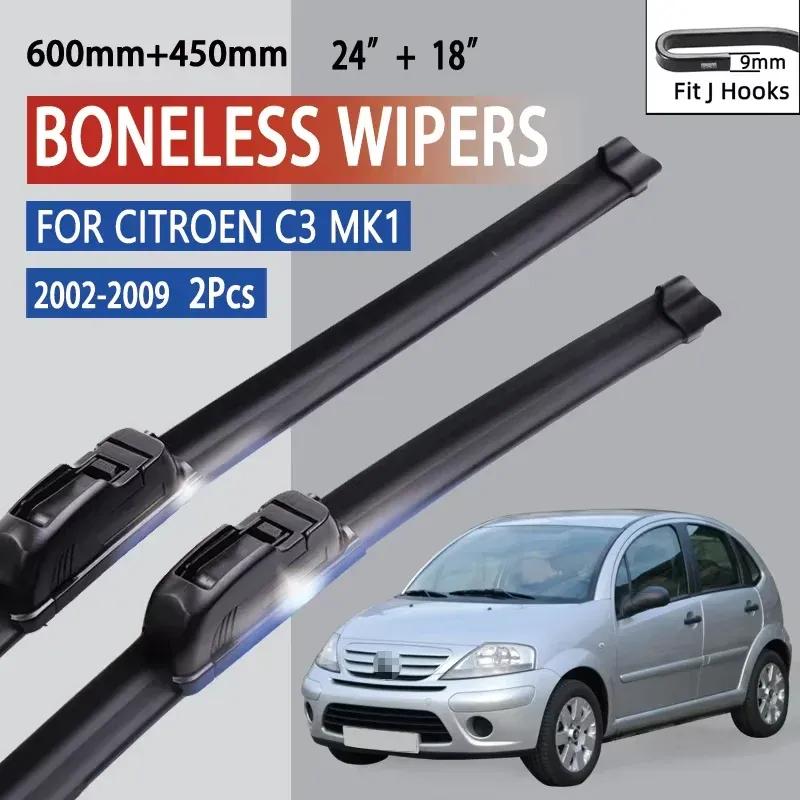 For Citroen C3 MK1 2002-2009 Car Wiper U-type Soft Rubber Boneless Wiper HD Quiet Durable Automotive Wiper replacement three rub