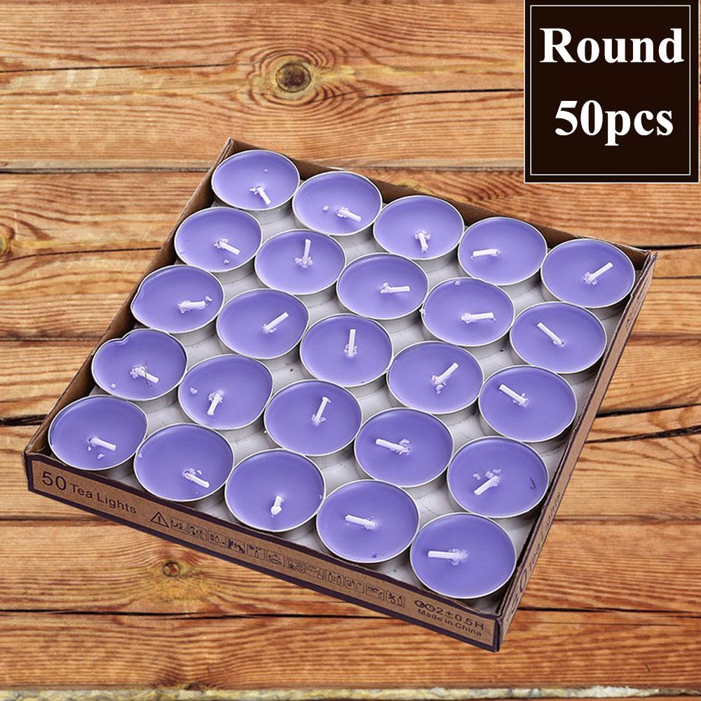 50pcs/set Tea Wax Candle Birthday Wedding Party Candle Candlelight Dinners Candle Romantic Decorative Candles In Aluminum Cups