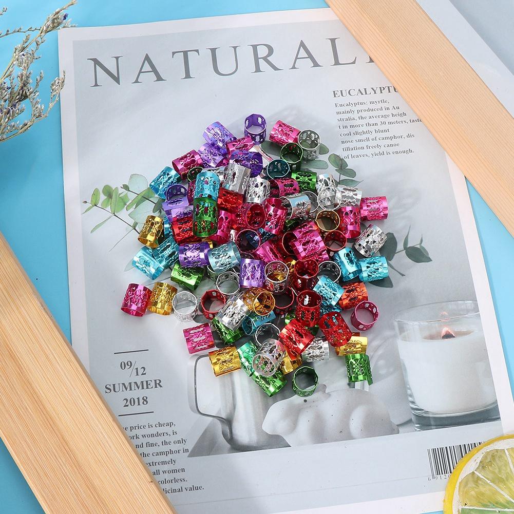 100Pcs Adjustable Dreadlocks Hair Braid Beads Cuffs Hair Decoration Wig Accessories Colorful