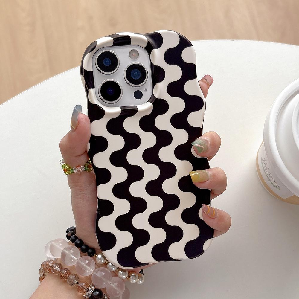

Fashion 2 in 1 Wave Puzzle Color Phone Case for iPhone 13 14 15 16 17 Pro Max Wave Edges Comfortable Touch Hard Slim Back Cover iPhone 13