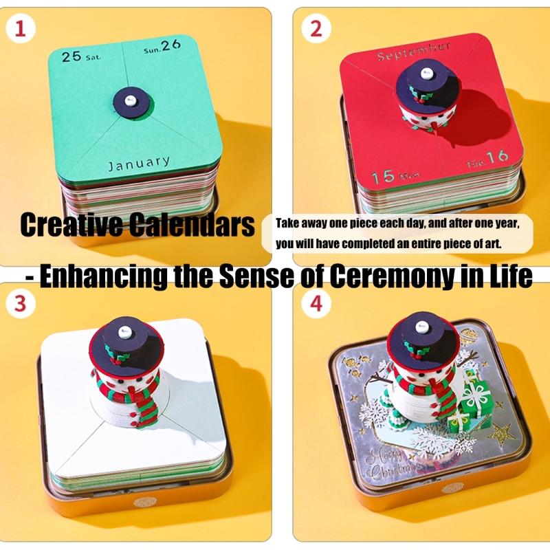 

Christmas 2026 Snowman Panoramic Paper Calendar Battery Needed Festival Room Art CHINA