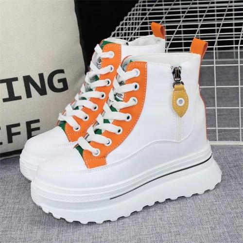 Fashion Fashion Color Matching Women's Autumn Winter Daddy Shoes Increase Height 10cm Casual Thick Bottom High-top Ins Women's Sneakers