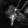 Nordic Raven Skull Viking Stainless Steel Necklace with Punk Style Eagle Beak Pendant for Men.