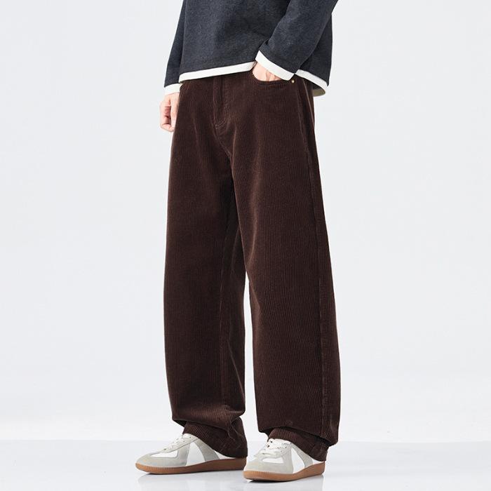 Autumn and winter new heavy corduroy casual pants men's loose and comfortable straight wide-leg trousers men