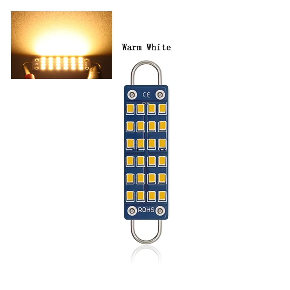 2Pcs Car W5W LED Canbus Bulbs 44mm Super Bright LED Lights 24SMD Reading Lamp Auto Interior Dome Light 240LM 12V Signal Lamp