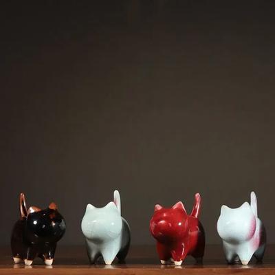 Ceramic Cat Figurines – Cute Small Tea Pets for Car, Home, and Teahouse Decoration
