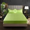 Sateng-rayon-trekklaken High-End ensfarget madrasstrekk Elastisk bånd Sengelaken Tilpasset laken 140x200 160x200