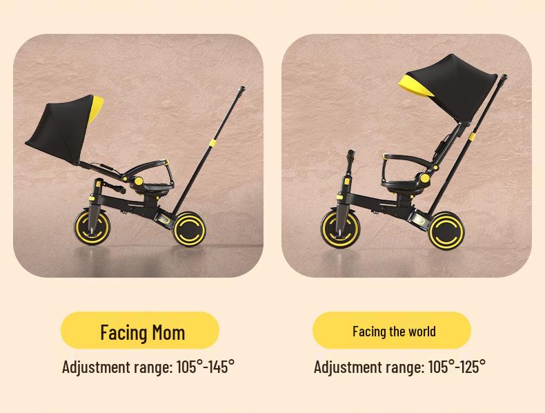 Portable Folding Tricycle with Canopy & Storage for Ages 1-6 - Multi-Form Baby Stroller Bike