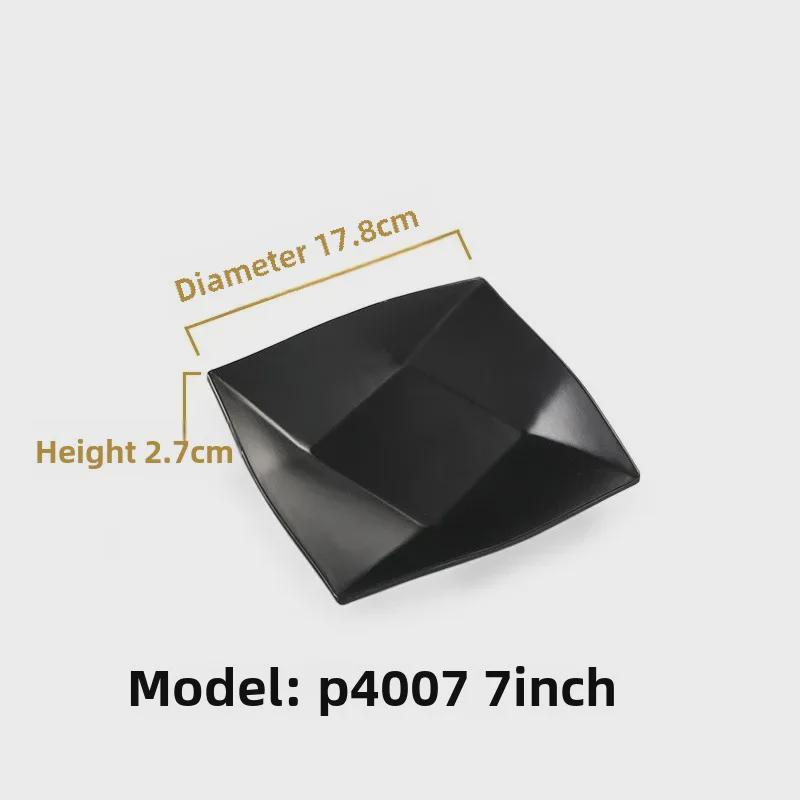 Melamine Black Tableware: Imitation Porcelain Plate for Cold Dishes, BBQ, Hot Pot, and Commercial Use.