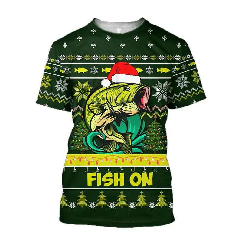 

Модный новый тренд, мужская футболка с коротким рукавом свободного кроя с персонализированным 3D-принтом в виде рисунка для морской рыбалки 6XL