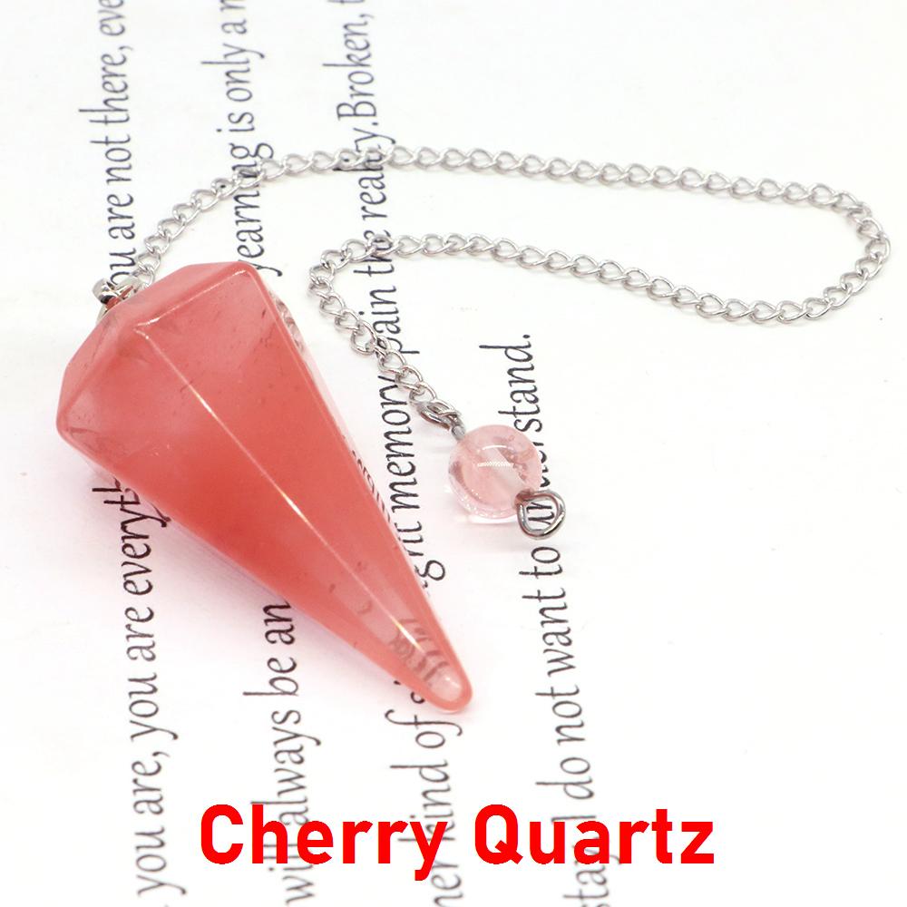 Natural Stone Reiki Healing Pendulum,For Dowsing Spiritual Divination Cone Crystal Quartz Pendulos Small Size Necklace Jewelry