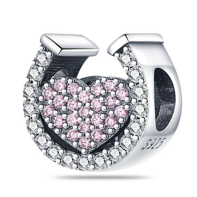 Pink Charm 100 %925 Sterling Silver Love Heart Cute Animals Koala Charms Bracelet Diy Jewelry Making