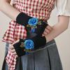Guanti senza dita in lana floreale da donna - Scaldamani caldi ed eleganti per Autunno e Inverno