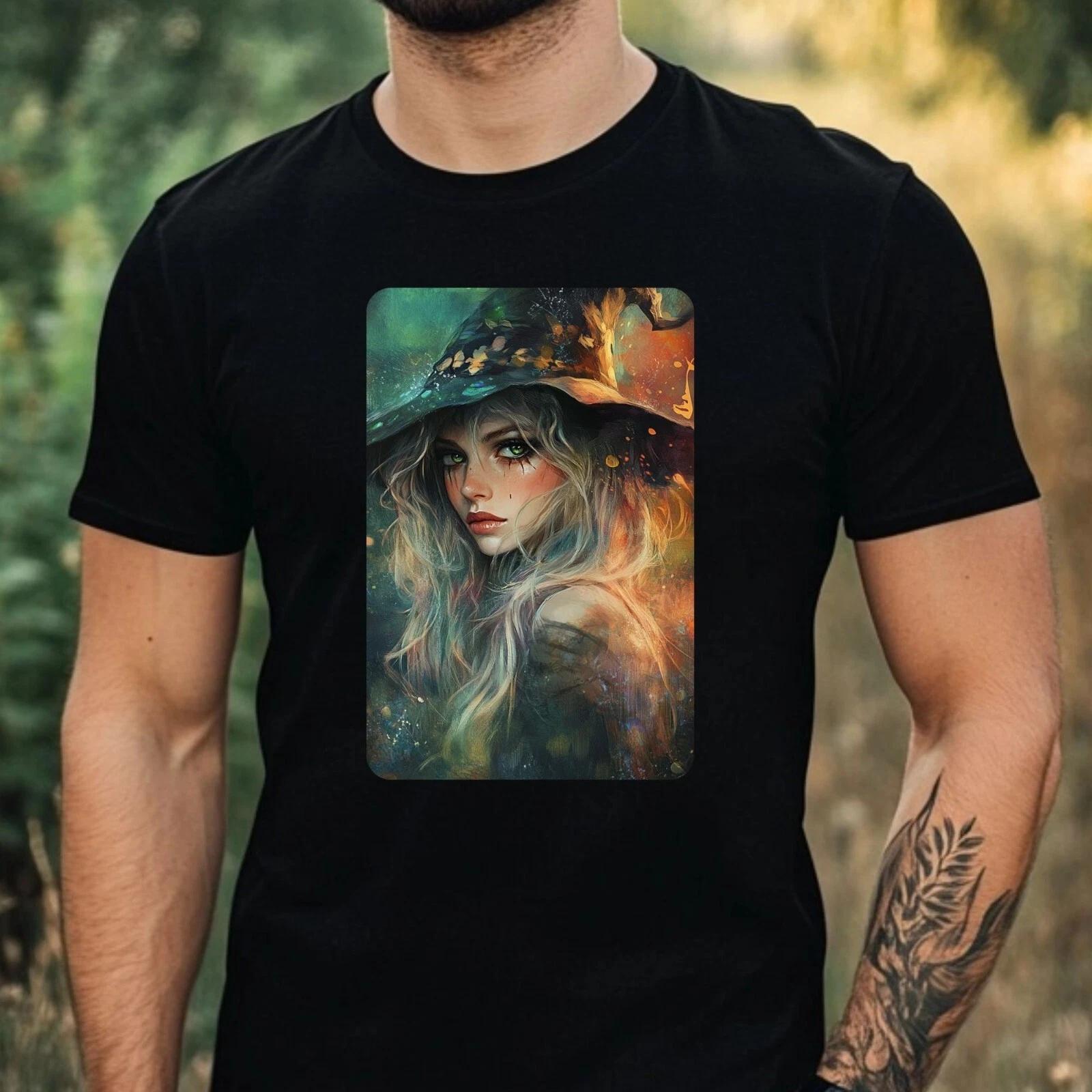 T-Shirt Herren Hexe Portrait Motiv Baumwolle Größe XS bis 5XL XS
