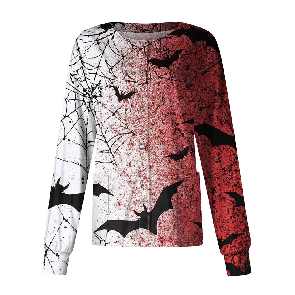 Dámské ležérní oblečení s dlouhým rukávem, jednořadové halloweenské oblečení s potiskem Cardigan Top oblečení Uniformy