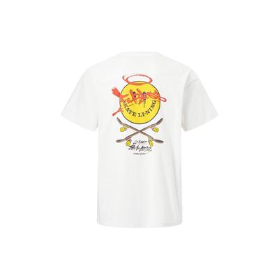 Li Ning X OG Slick Collaboration Smiley Loose Short Sleeve T-Shirt Unisex Tops Off-White AHST673-2