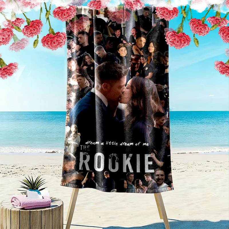 THE ROOKIE Print Beach Towel, Large Soft Quick Dry Towel for Beach Camping Swimming