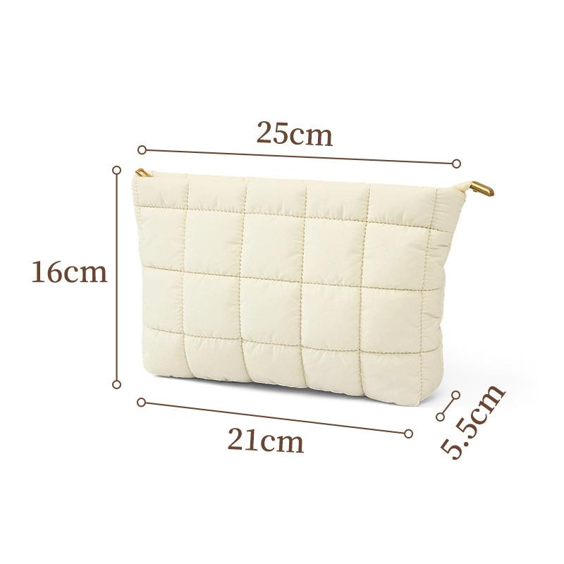 Stylish Square Quilted Makeup Bag for Women Lightweight Cosmetic Storage Clutch Portable Pouch for Girls Travel Bathroom Use