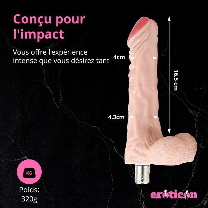 Gode - Eroticon - Réaliste - 16,5 CM - Usage vaginal et anal - Connecteur 3XLR