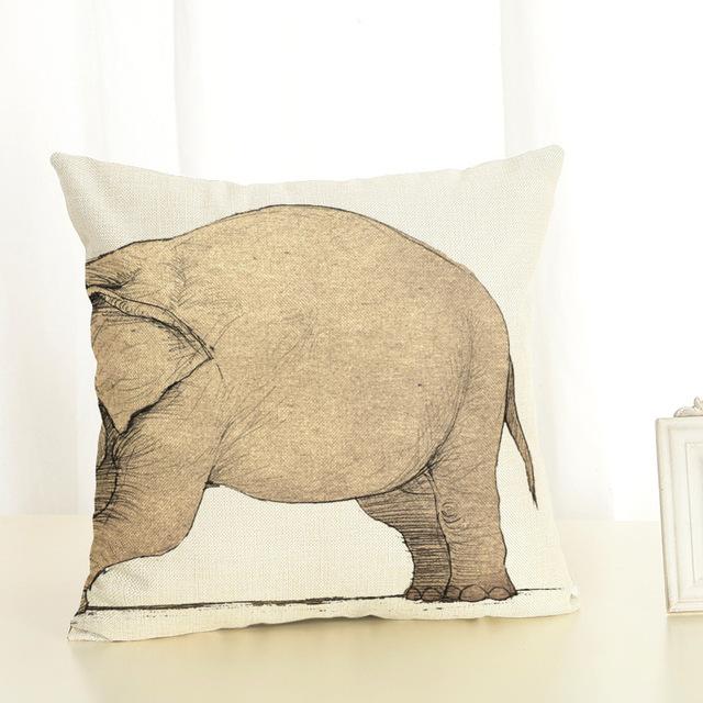 Creative Cartoon Elephant Cushion Cover Cotton Linen Elephant Printing Pillow Case For Sofa Home Decoration Almohada Zt89