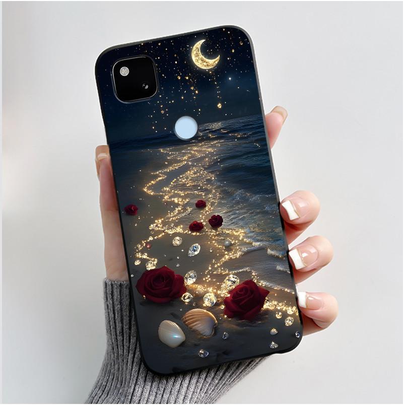 For Google Pixel 4a 4G Case Luxury Cute Love Rabbit Funny Soft Black Matte TPU Silicone Back Protective Cover Slim Thin Casing