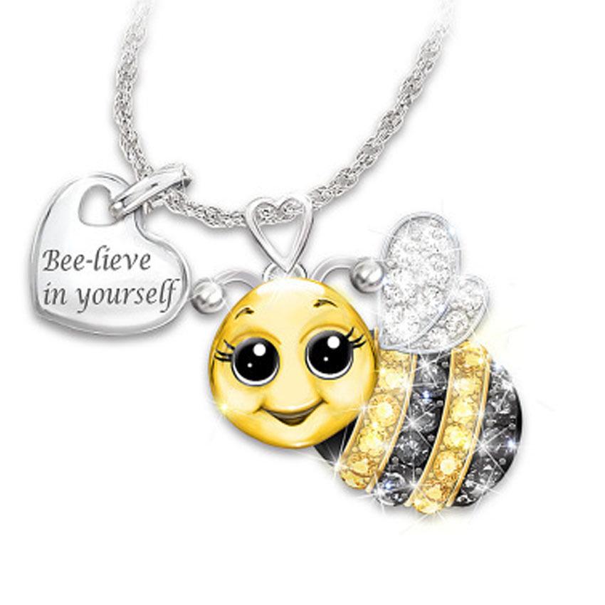 Zweifarbige Tierkette: Marienkäfer, Elefant, Eule & Biene für Frauen