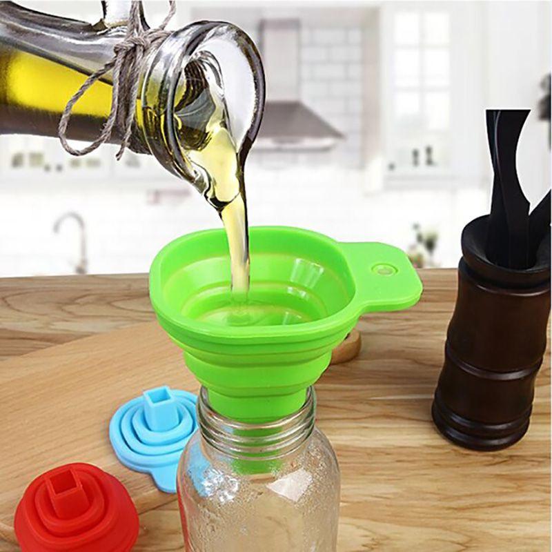 Durable Silicone Portable Retractable Funnels For Home Kitchen Convenient Storage