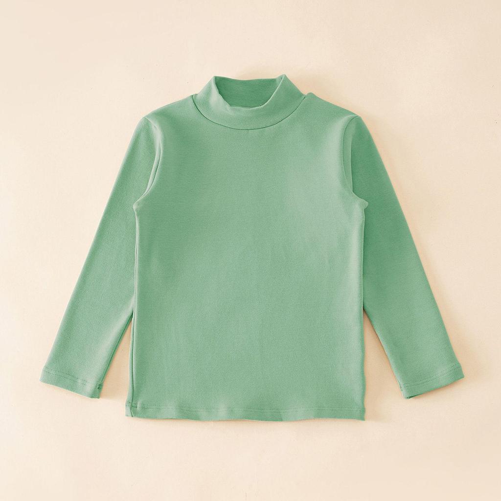 2024 Kids' Warm Long-Sleeve Mid-Collar Cotton T-Shirt for Autumn & Winter