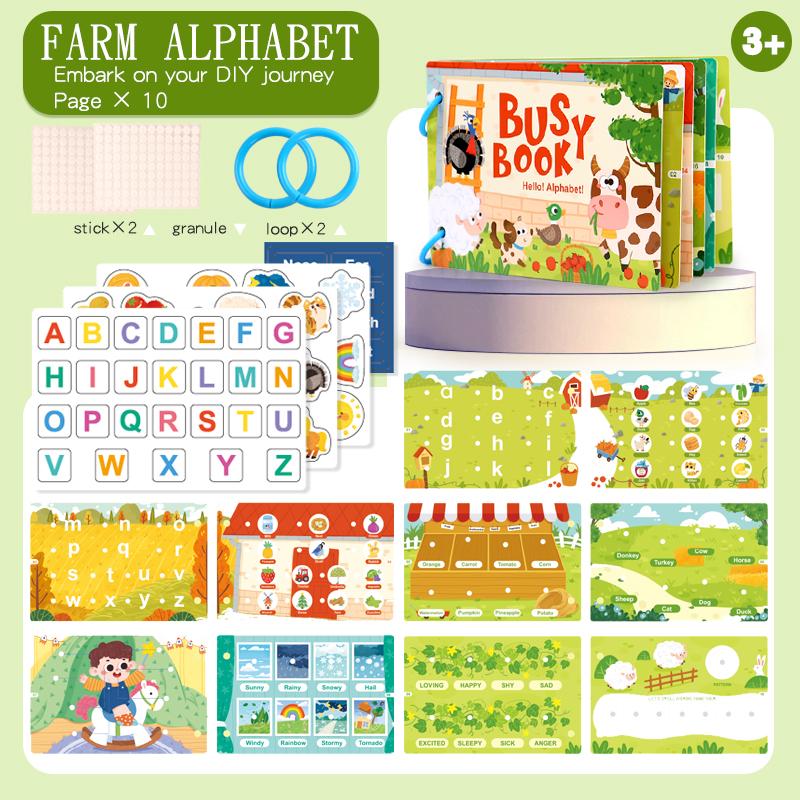 

Montessori Quiet Book for Kids - Puzzle Word Recognition Early Education Enlightenment Stickers Toy Book for Children s Learning