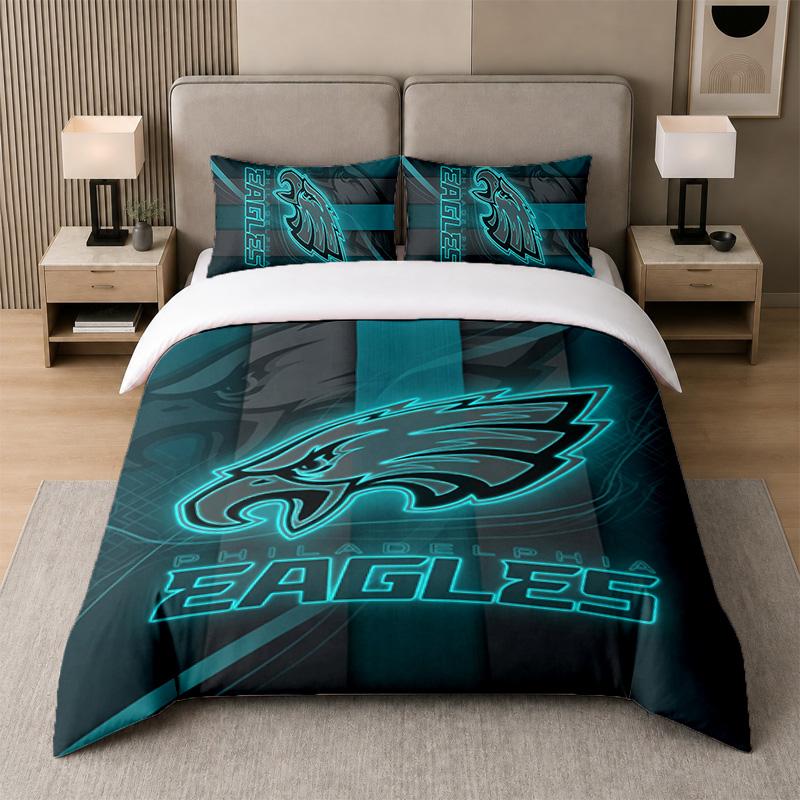 Σετ Κλινοσκεπασμάτων 3 Τεμαχίων Philadelphia Eagles Μαλακό Σεντόνι και Δύο Μαξιλαροθήκες Διακόσμηση Υπνοδωματίου Σπιτιού
