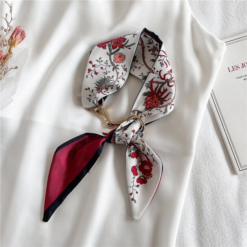 Langer, dünner Seidenschal für Damen, Haarband, Krawatte, Design-Print, Luxusmarke, Haarreifen-Accessoires, coole Mädchen-Schals, Sommer 2021