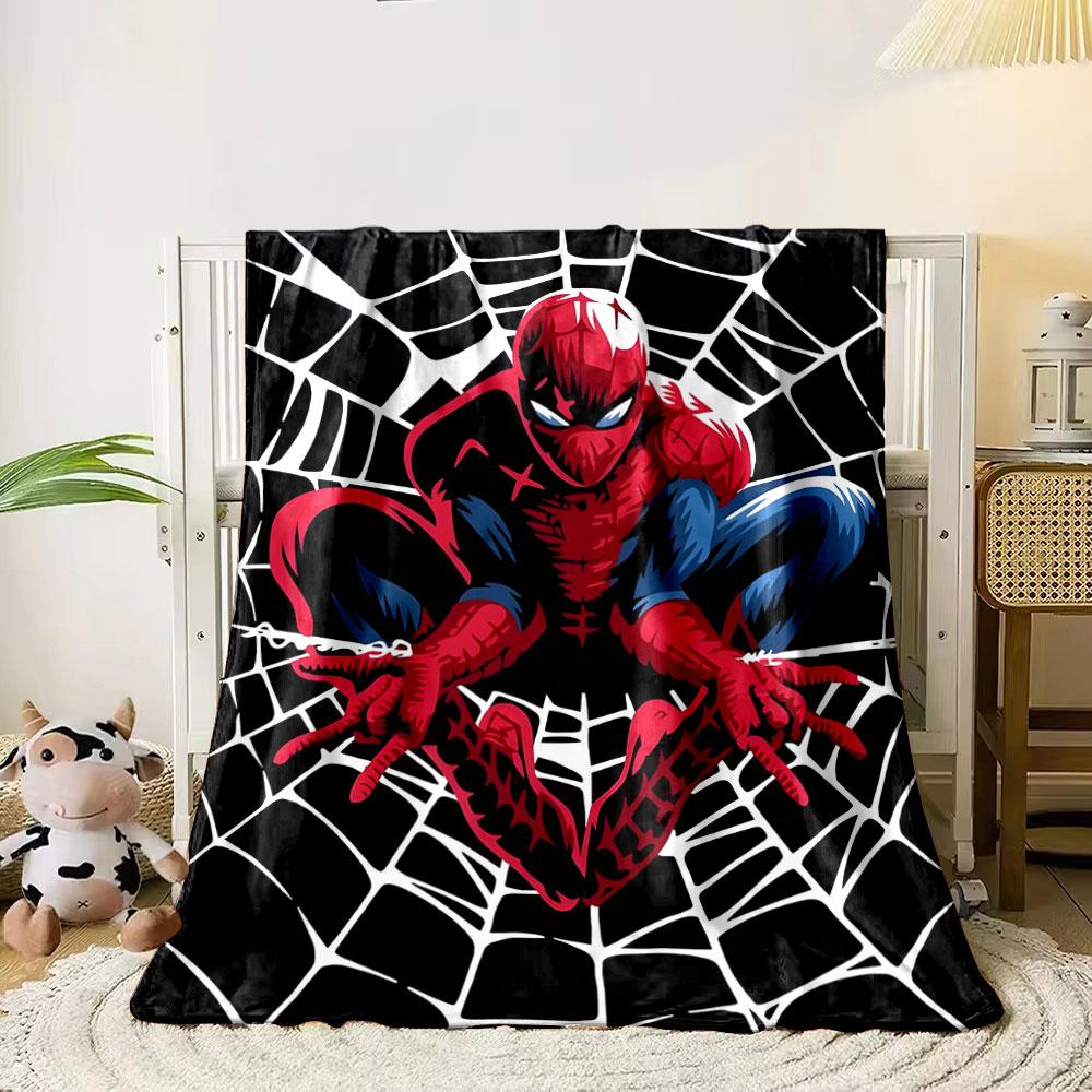 A red-blue figure crouched with hands extended on a stylized web backdrop. for all seasons blanket lunch break throw gift 80cm x 120cm