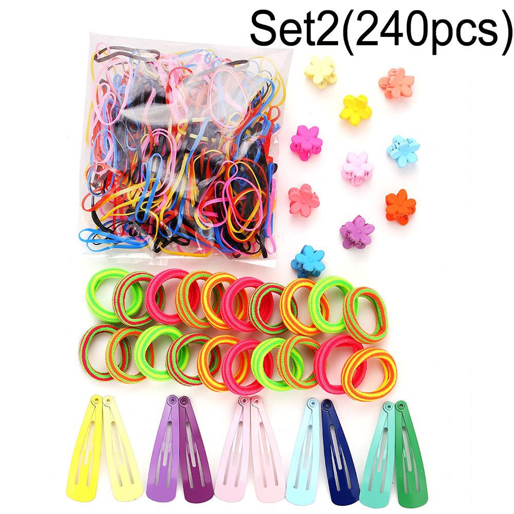 IF ME 780pcs/set Cute Hair Tie Hair Clip Set for Kids Colorful Star Flower Hairpin Rubber Children Hair Accessories