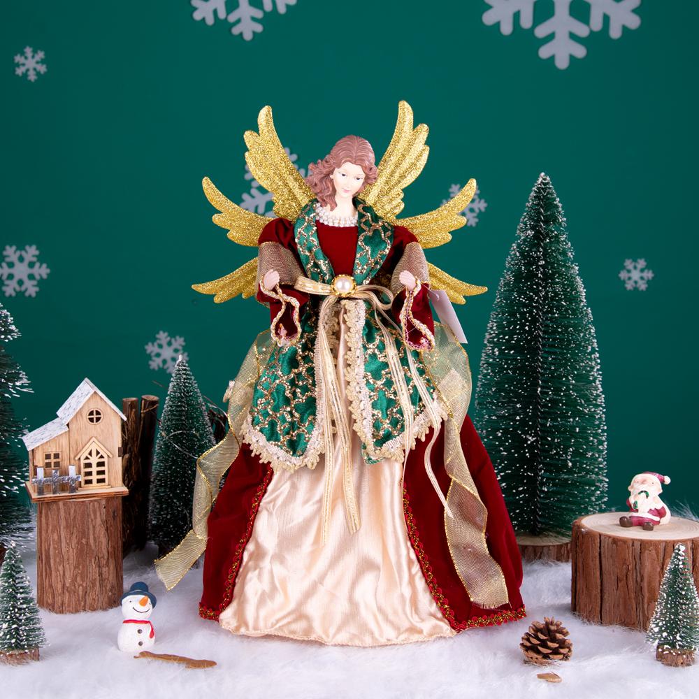 Weihnachtspuppe, stehend, Baumkrone, Figur, Engel im Kleid, für Zuhause, Tischdekoration, Raumdekoration, Statue, Wohnaccessoires, Schreibtischdekoration