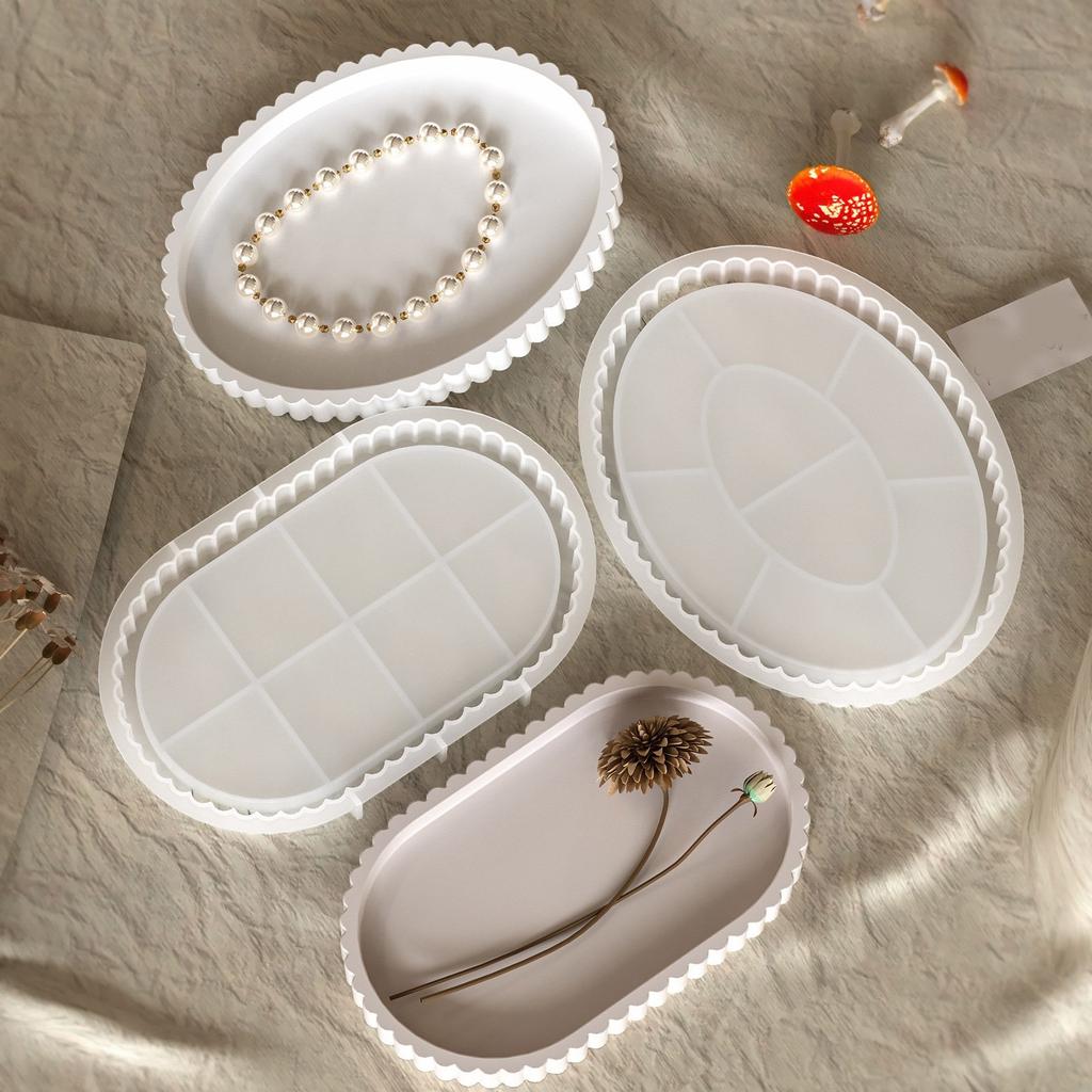 Matriță Tavă Depozitare Bijuterii Mărunțișuri Practică Ovală cu Dungi din Silicon Pentru Meșteșugărit Scrumieră și Farfurie Personalizate