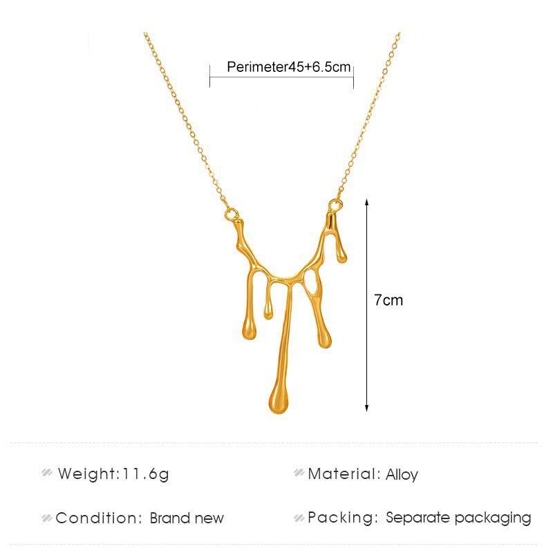 Minimalist Water Droplet Pendant Necklace for Women Men Liquid Lava Metal Irregular Chokers Y2K Accessories Fashion Jewelry Gift
