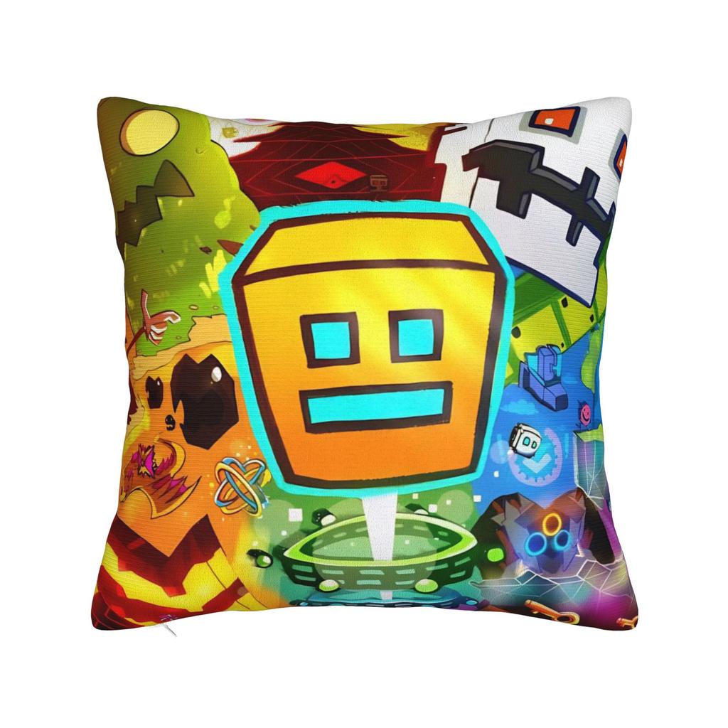 Geometry Dash Games Pillow Covers Merch Printing Cushion Cover Gift Throw Pillow Case Cover Chair Multiple Sizes