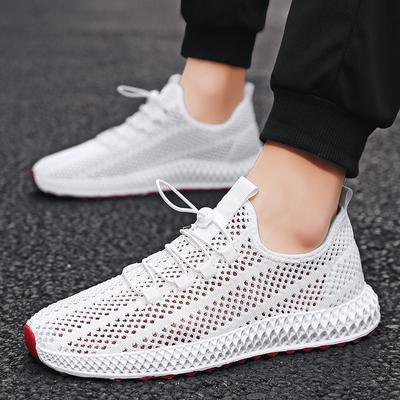 White Mesh Shoes for Men Breathable Summer Sneakers Men Shoes Lightweight Walking Men Sneakers Flat Lace Up Sports Casual Shoes