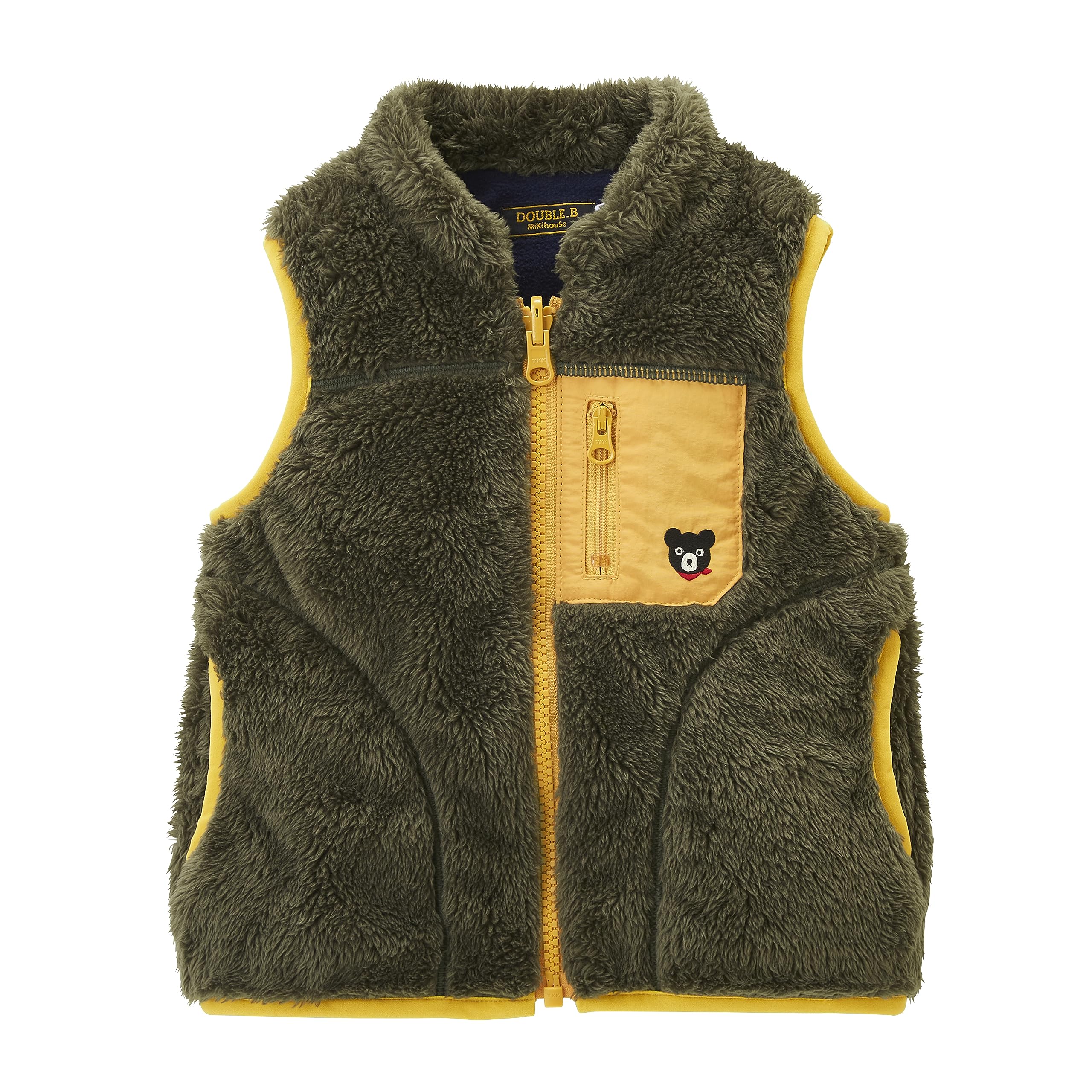 

MIKI HOUSE Double B Vest Boa Fleece Cold Protection Plain Bear Boys Girls Baby Kids Clothing 120cm Khaki [MIKI HOUSE] Children s 60-5705-496
