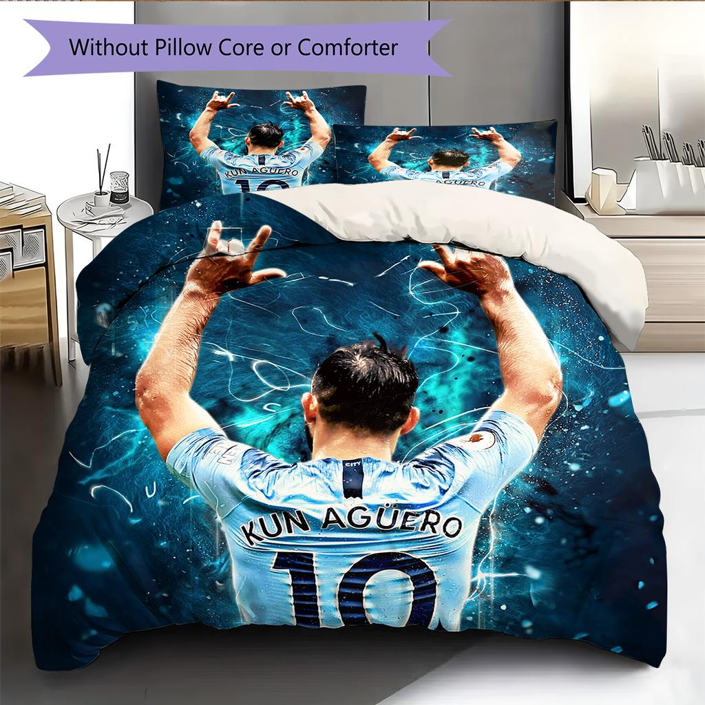 Football Player Background Pattern Bedding Quilt Set Home Decoration Gift (1 * duvet cover + 2 * pillowcase without core)