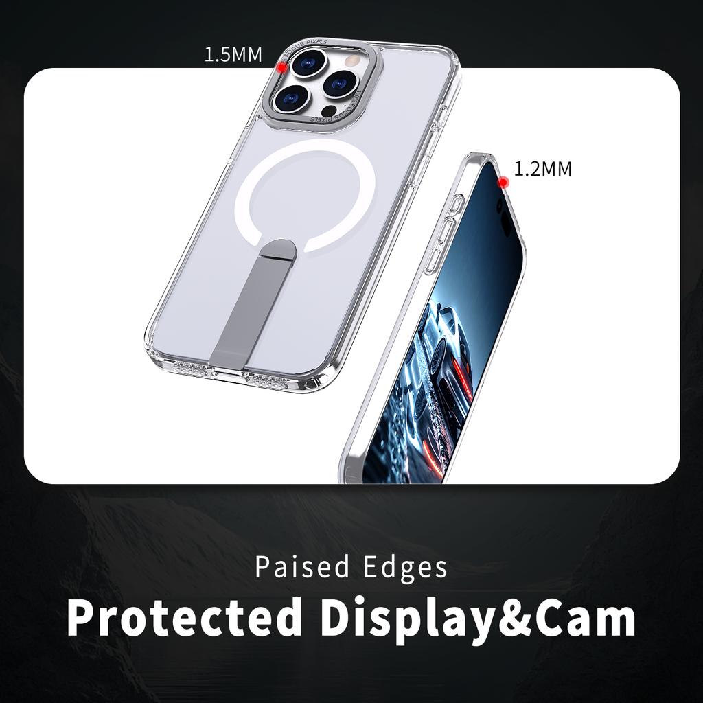 For iPhone 15 Pro Case Compatible with MagSafe Kickstand TPU + Acrylic Phone Cover
