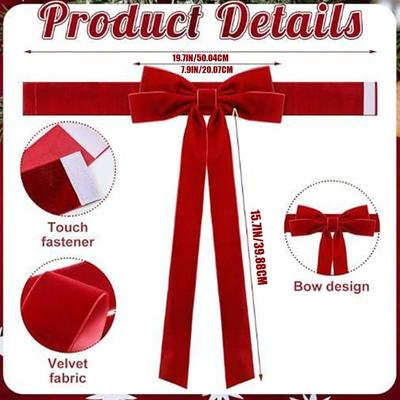 1 pièce Boucle de Rideau en Velours Nœud de Noël Nœud Ruban de Velours Ornements Rideaux Attaches de Rideau de Noël Décorations Pour Fenêtre