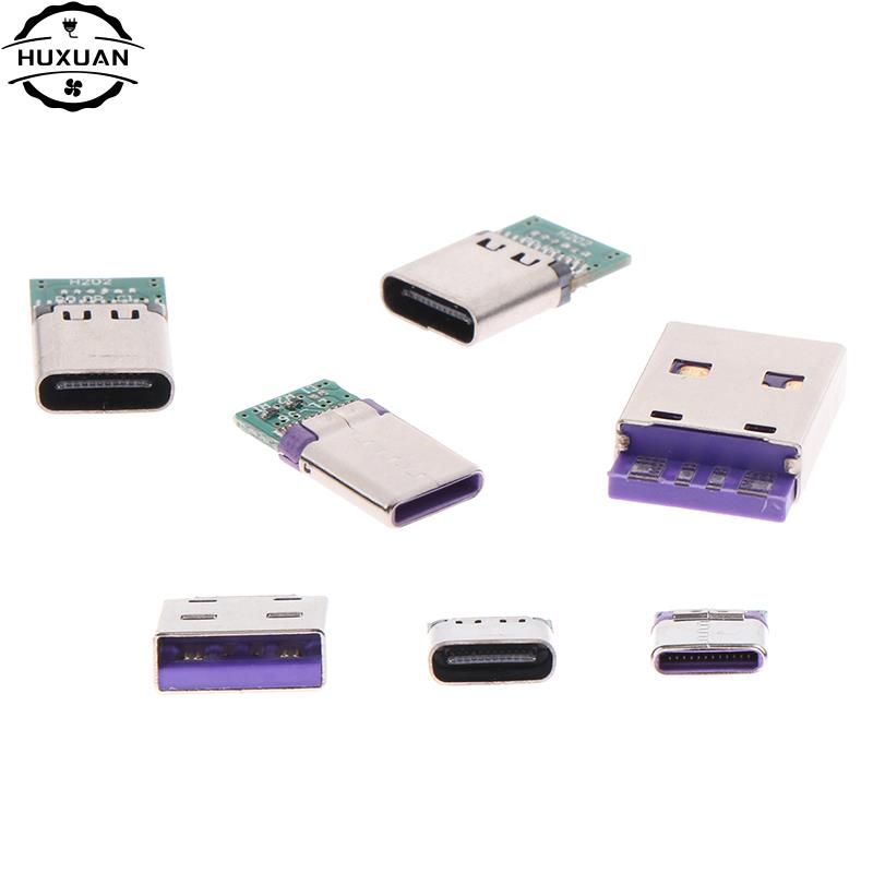 5Pcs USB 3.1 Type C Connector 12/24 Pins Female/Male Socket Receptacle Adapter to Solder Wire & Cable 24 Pins Support PCB Board