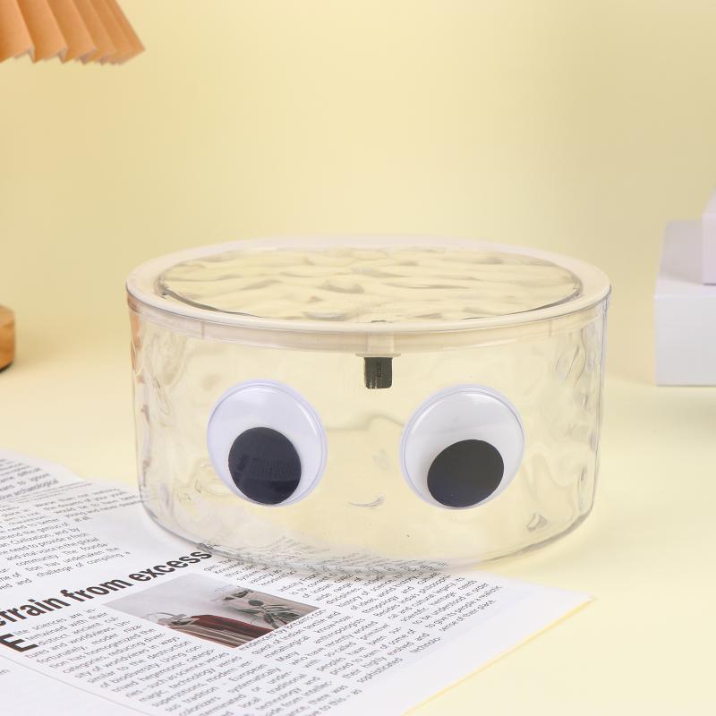 

Transparent Desktop Storage Box Multifunctional Large Capacity Cosmetic Organizer Box Cartoon Big Eyes Press Type Lid 1